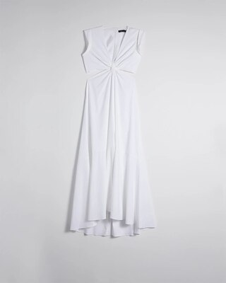 Deep V-Neck Midi Dress with Cut-outs
