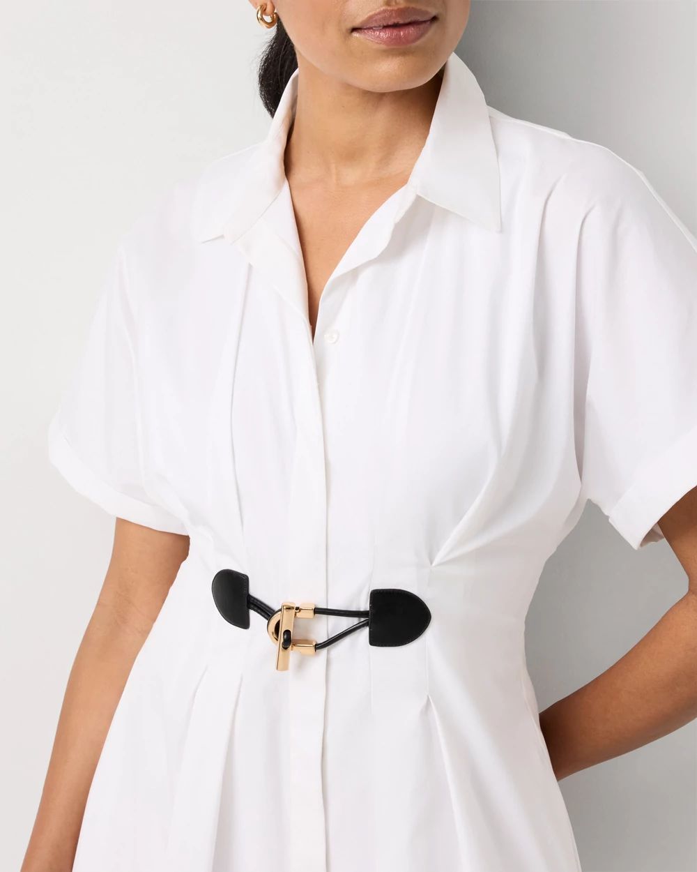 Petite Belted Poplin Shirt Dress