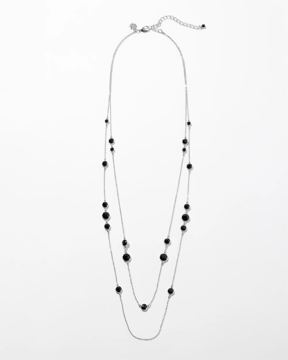 Silver Black Bezel Statement Necklace