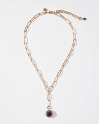 Gold Amethyst Sphere Necklace