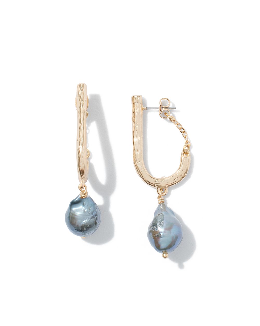 Gold Grey Fresh Water Pearl Drop Earring