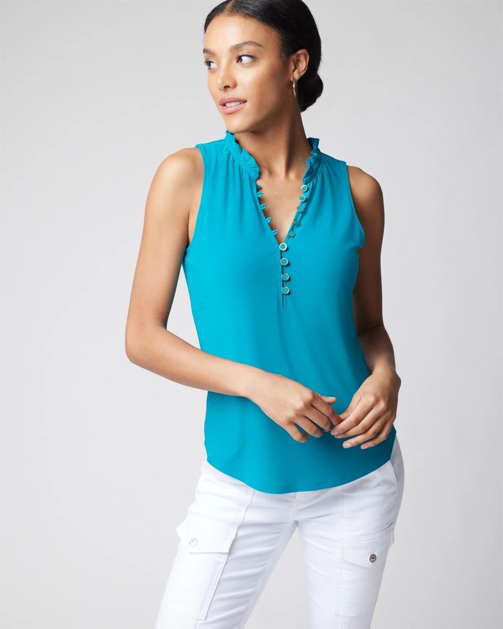 Matte Jersey Button-Front Tank
