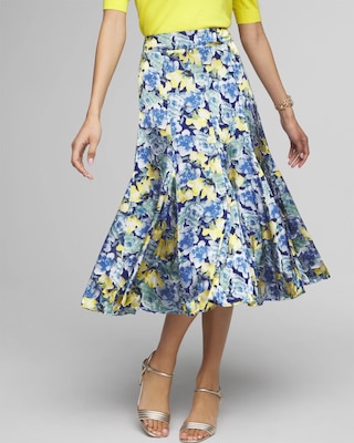 Petite Silk Burnout Midi Skirt