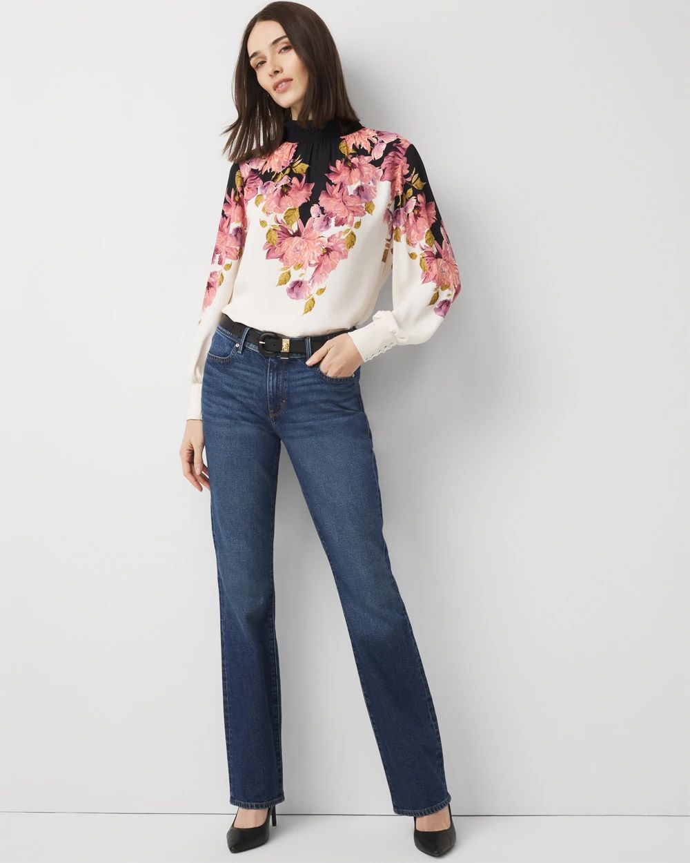 Petite Rigid Stretch Mid Rise Bootcut Jean