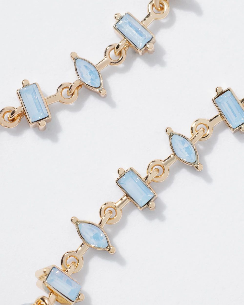 Gold + Blue Baguette Linear Earrings