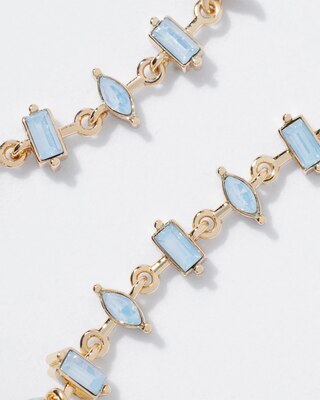 Gold + Blue Baguette Linear Earrings