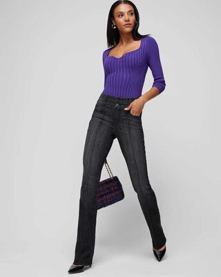 Extra-High Rise Pintuck Skinny Flare Jeans click to view larger image.