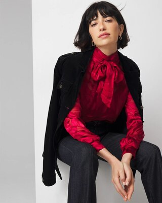 Rose Print Burnout Blouse click to view larger image.