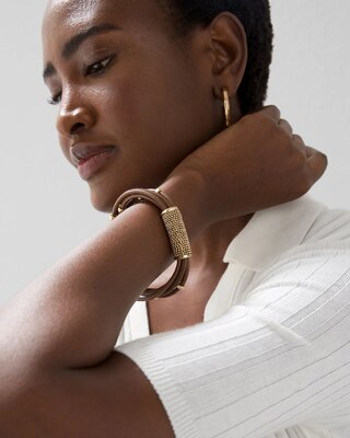 Goldtone Leather Bracelet