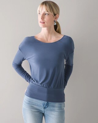 Long-Sleeve Matte Jersey Tie-Back Top