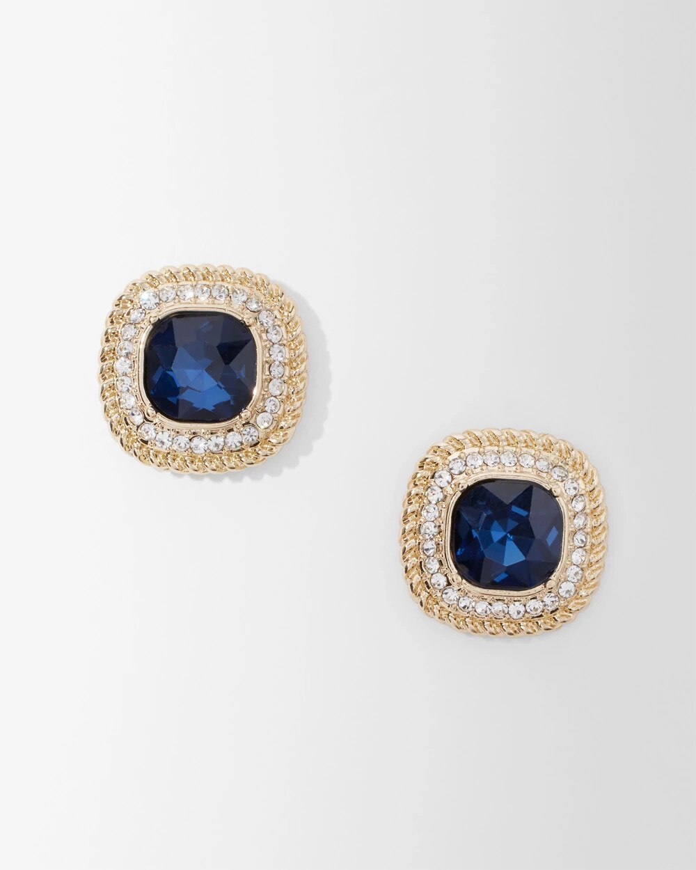 Blue Crystal Stud Earrings - image 2