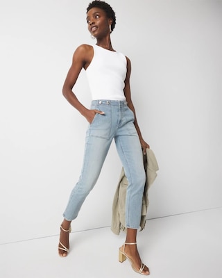 High-Rise Novelty Waist Slim Cropped Jean