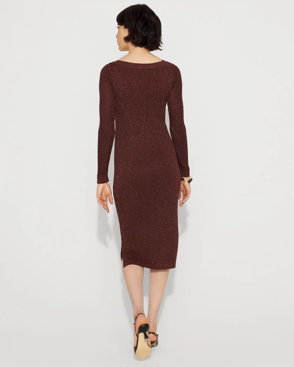 Petite Bodycon Sweater Midi Dress click to view larger image.