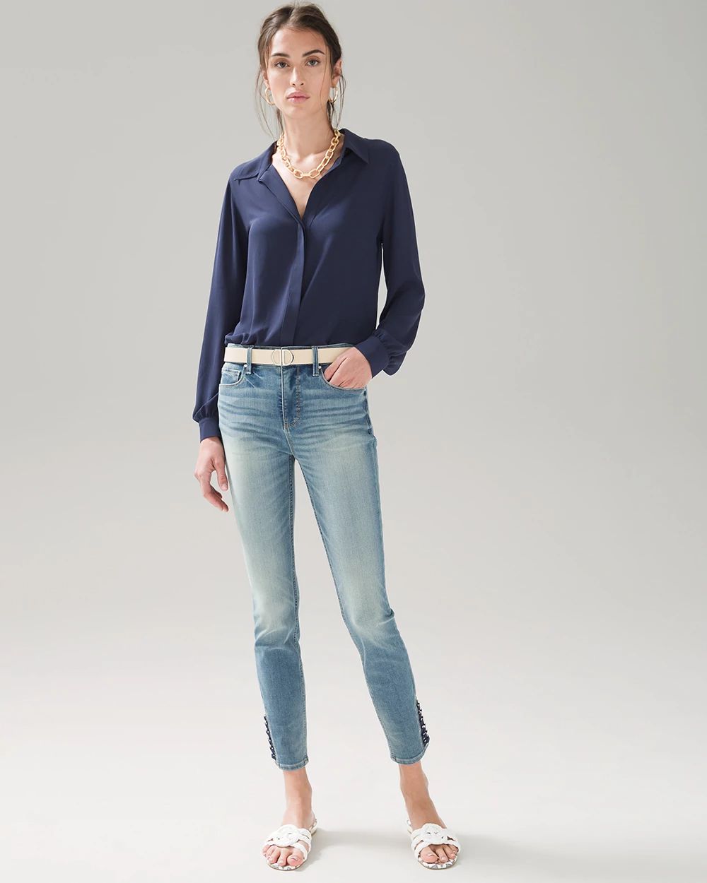 High-Rise Sculpt Skinny Lace Hem Crops