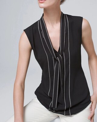 Contrast Stitch Bow Shell
