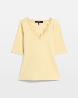 WHBM FORME™ Lace Trim V-neck Tee click to view larger image.
