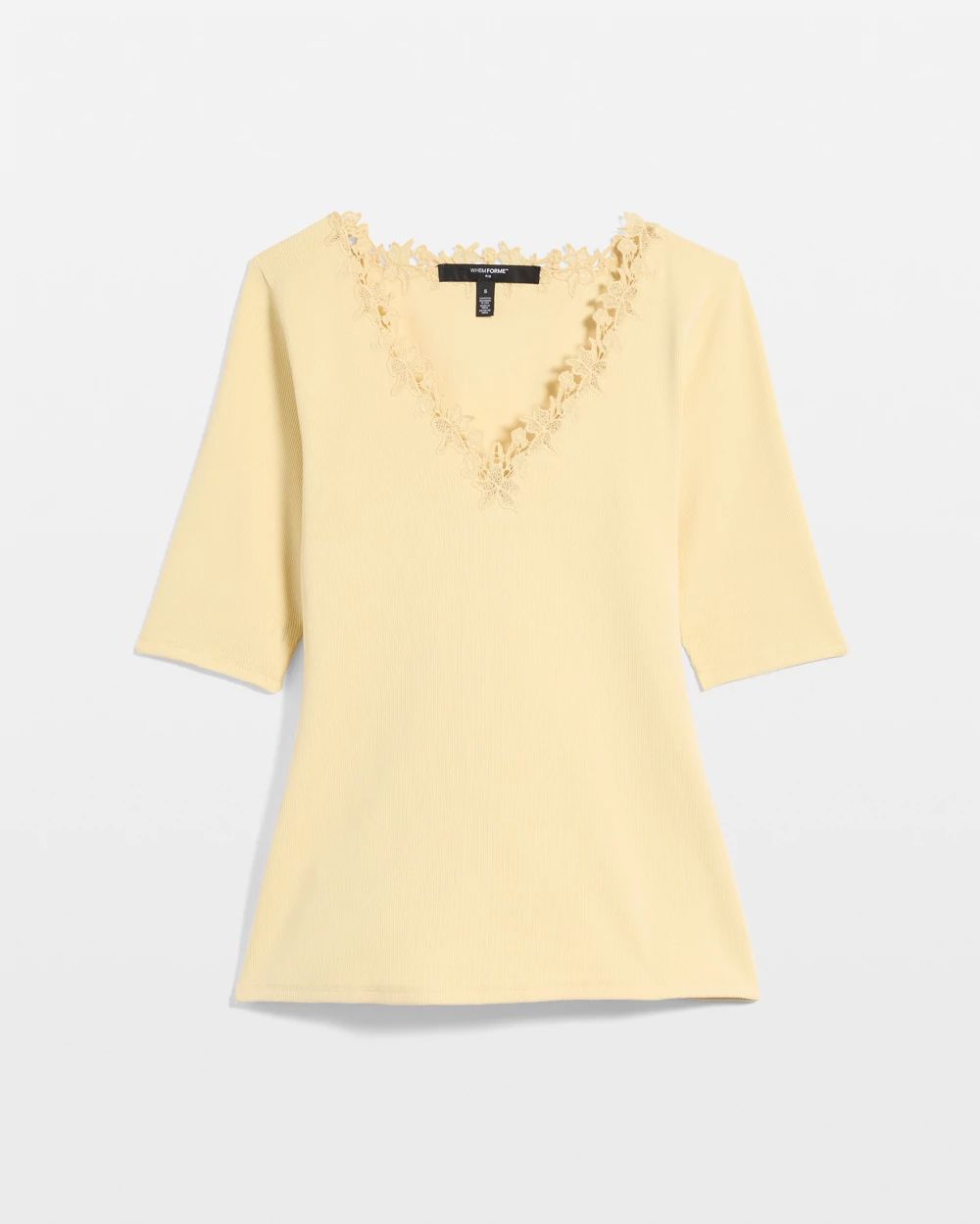 WHBM FORME™ Lace Trim V-neck Tee click to view larger image.