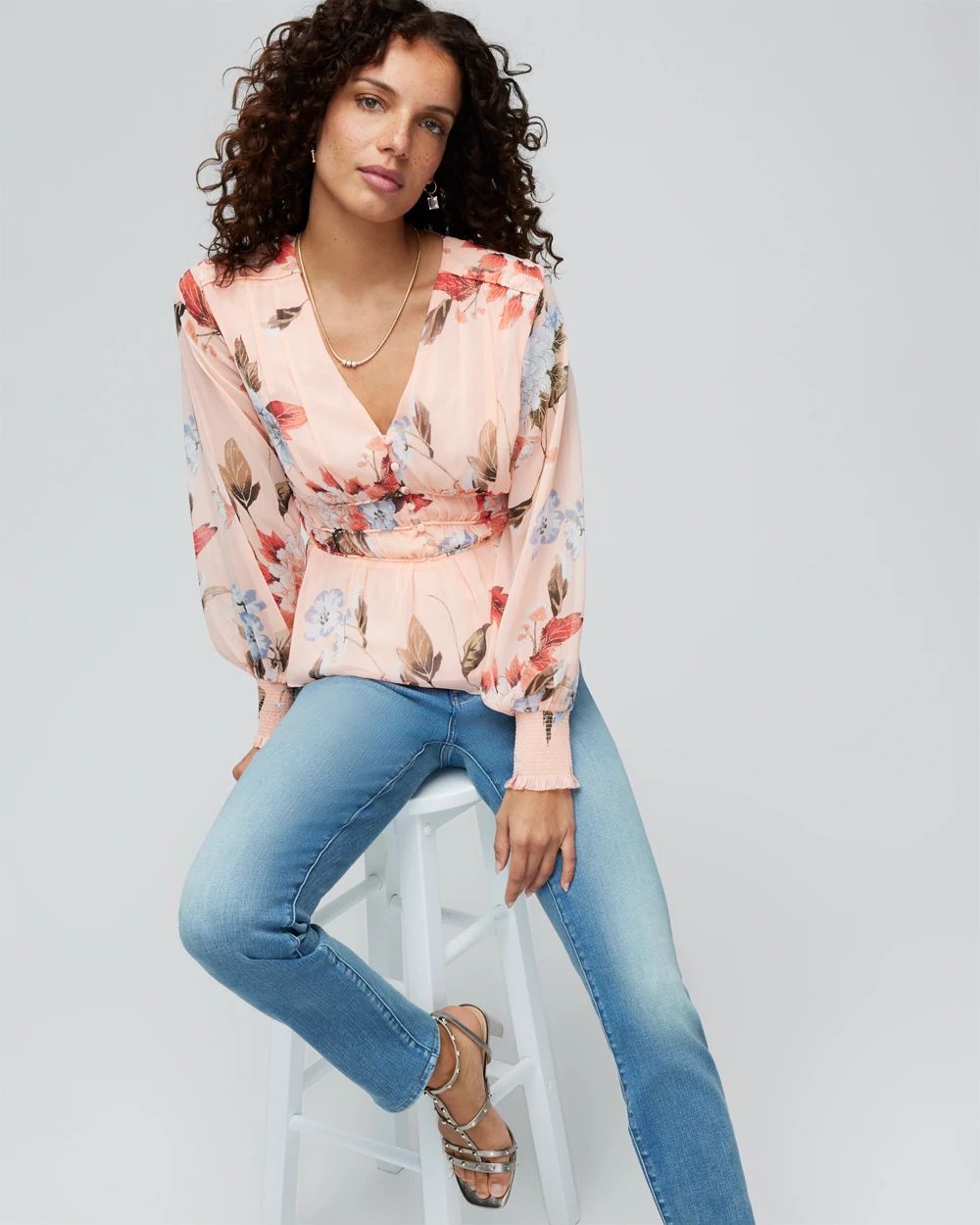 Petite Long Sleeve Romantic Blouse click to view larger image.