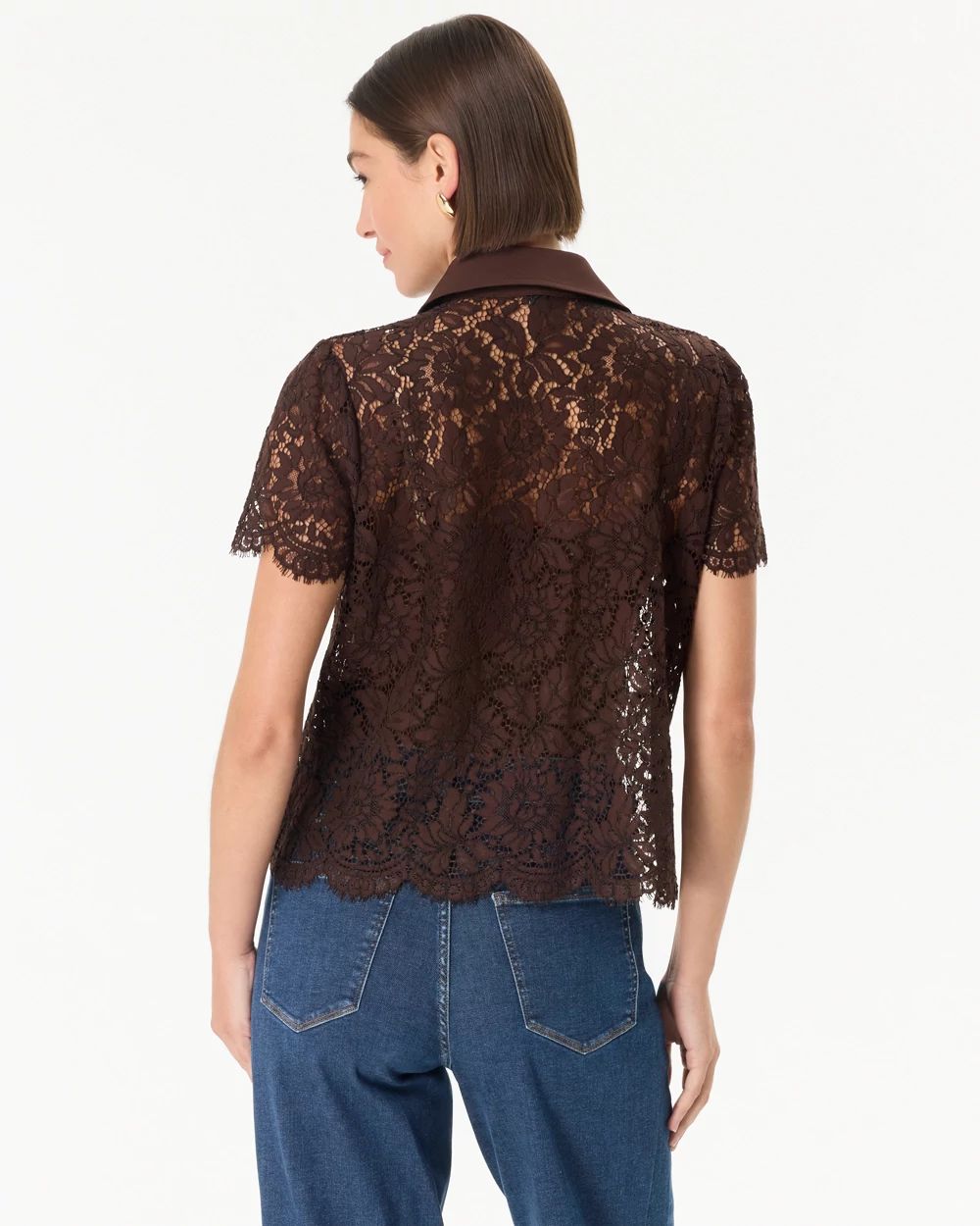 Short-Sleeve Lace Shirt click to view larger image.