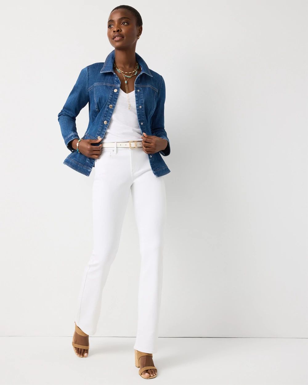 Peplum Denim Jacket click to view larger image.