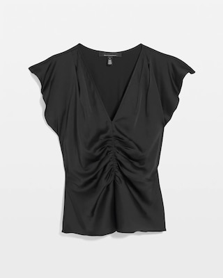 Ruched Front Flutter Sleeve Shell Top click to view larger image.