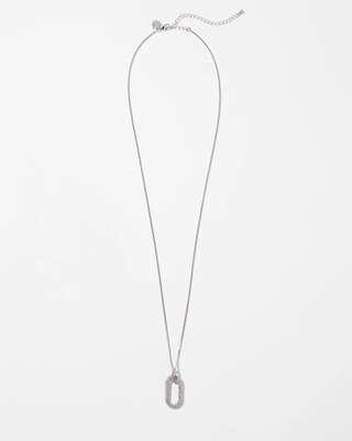 Silver Crystal Pave Ring Pendant Necklace