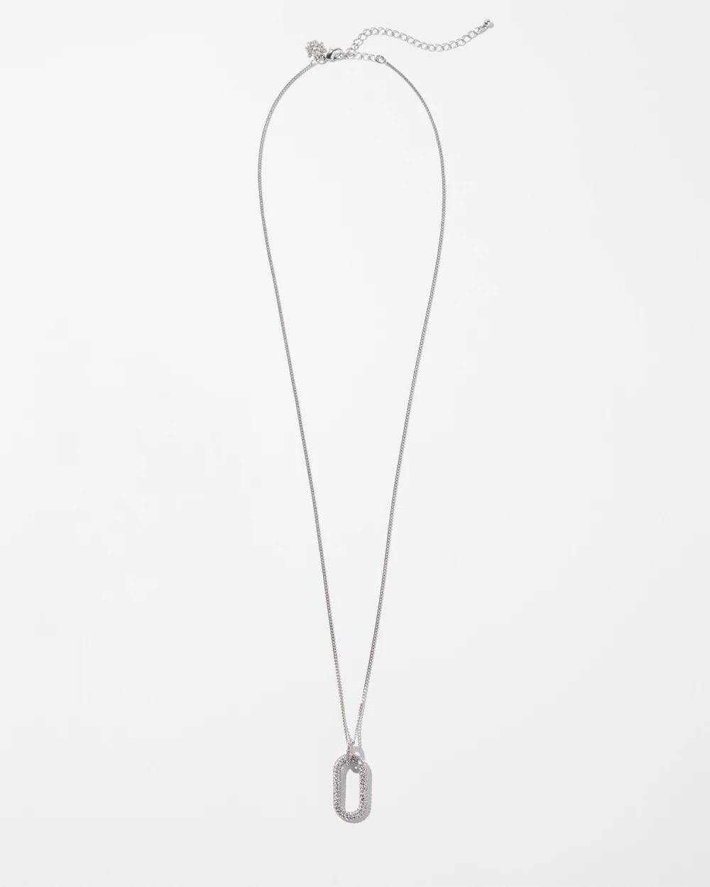Silver Crystal Pave Ring Pendant Necklace