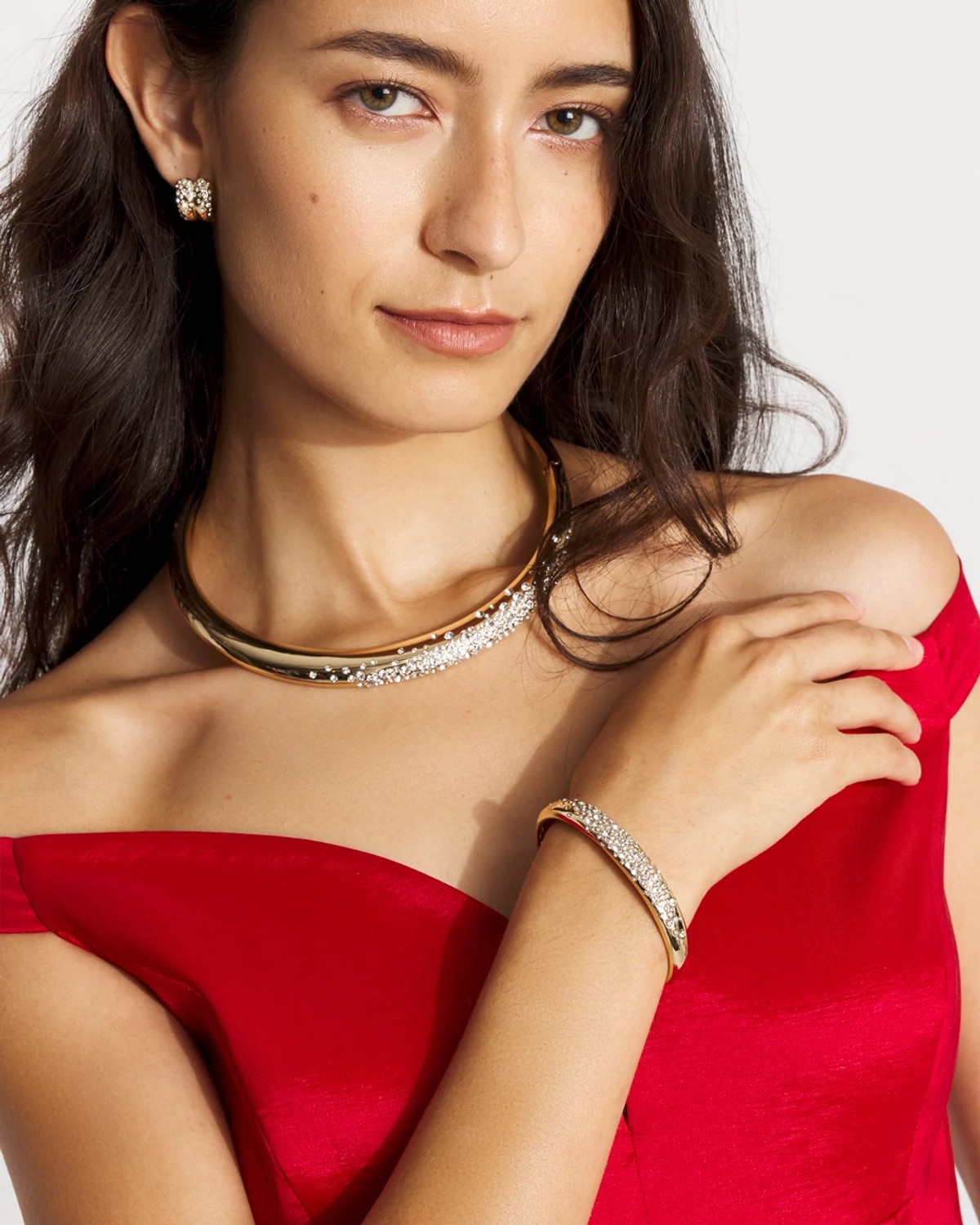 White House Black Market Dusted Pave Cuff Bracelet | In Gold