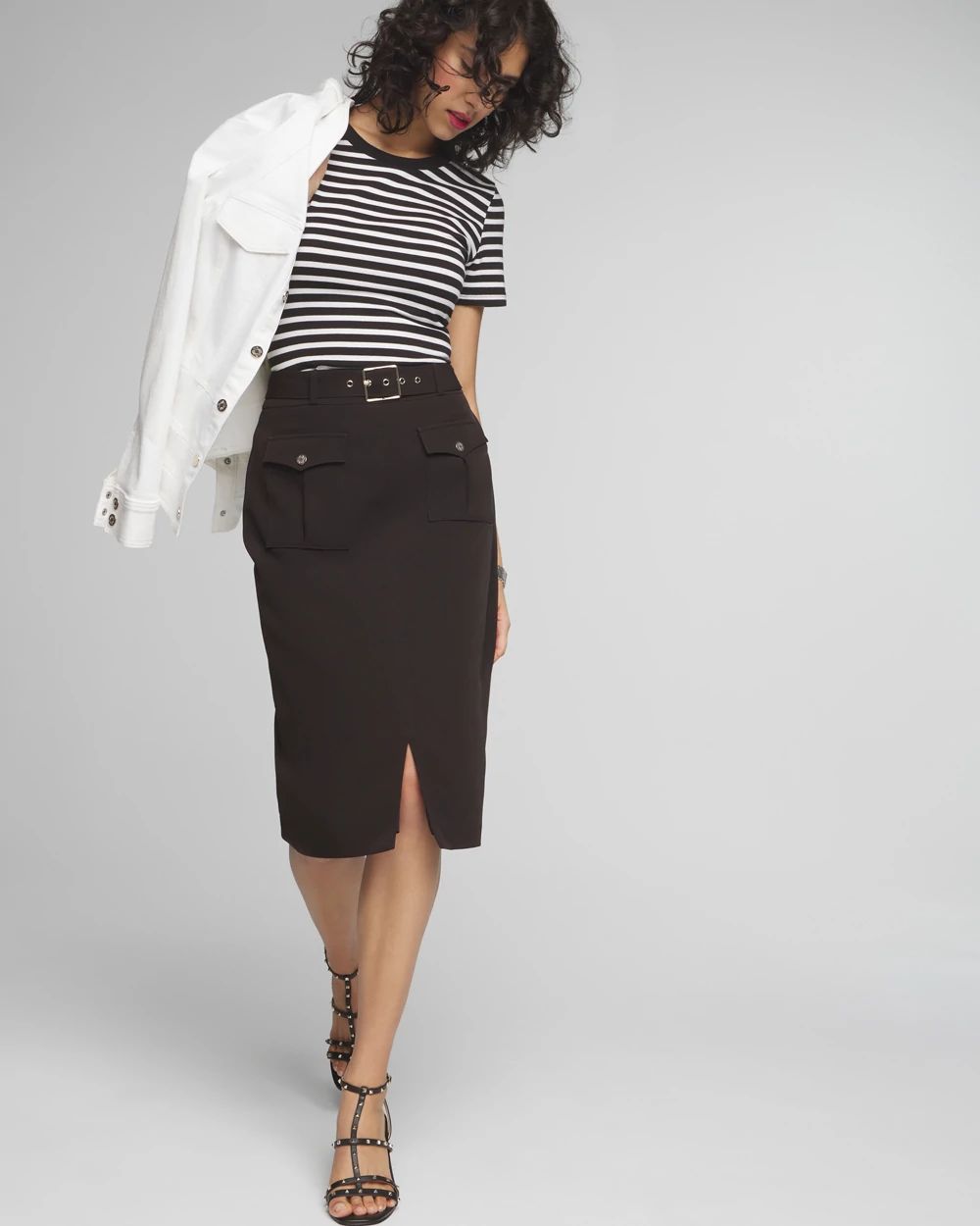 Cargo Pocket Midi Skirt click to view larger image.