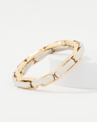 Mixed Metal Links Stretch Bracelet click to view larger image.