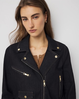 Petite Denim Moto Jacket click to view larger image.