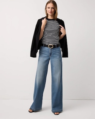 WHBM FORME™ Ribbed Stretch Stripe Ruched Side Tank click to view larger image.