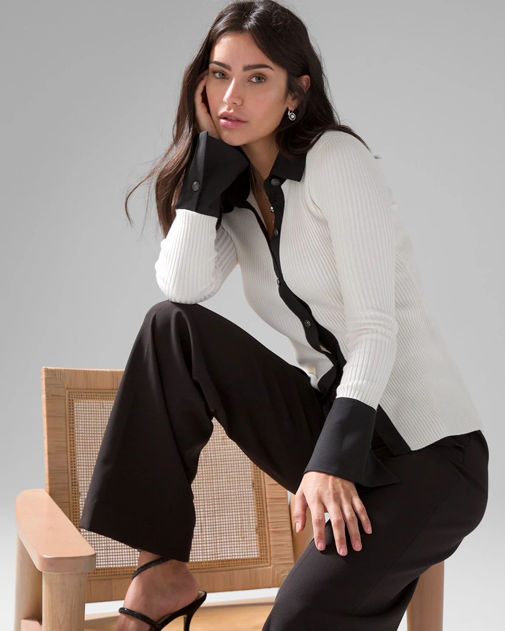 Contrast Trim Ribbed Cardigan