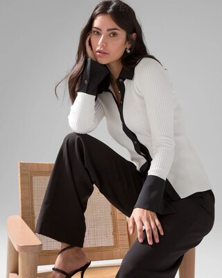 Contrast Trim Ribbed Cardigan