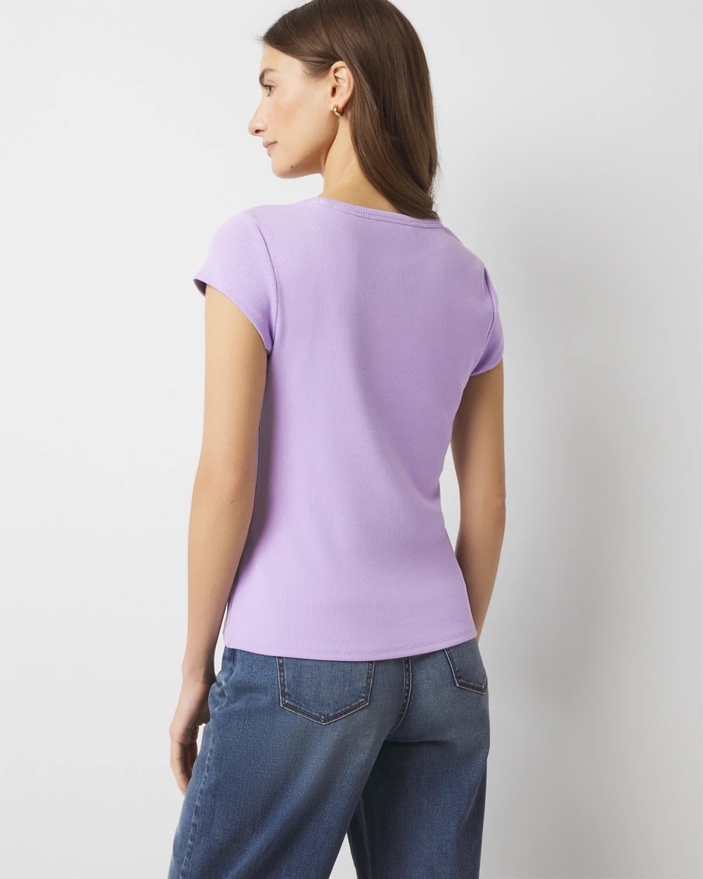 WHBMFORME™ Ribbed Stretch Scoop Neck Tee