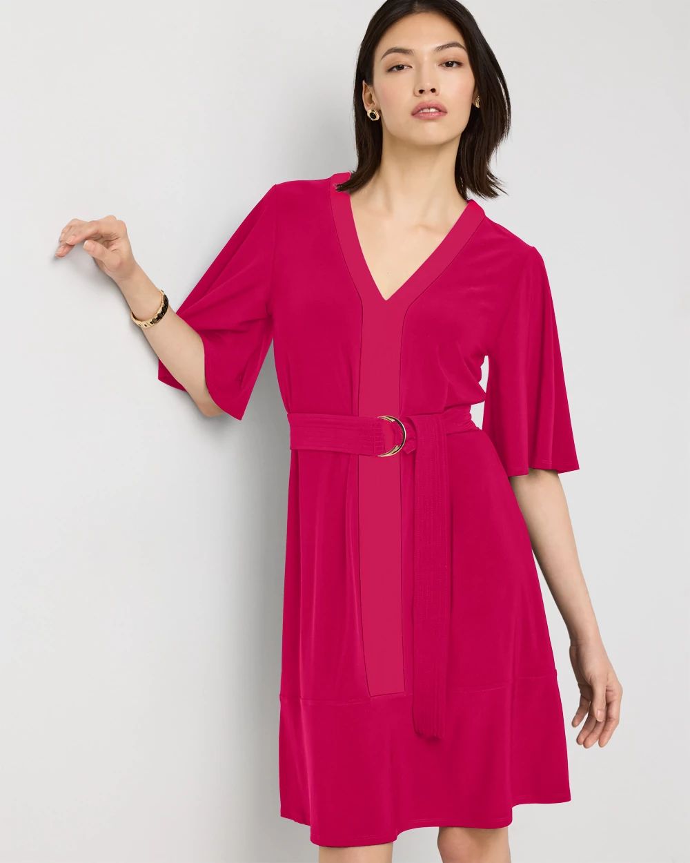 Petite Matte Jersey Belted Kimono Dress