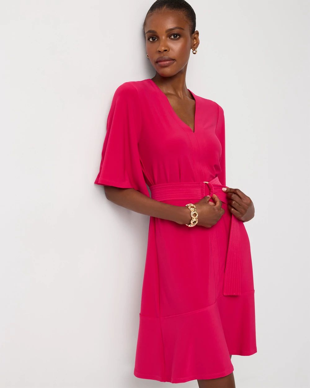 Petite Matte Jersey Belted Kimono Dress