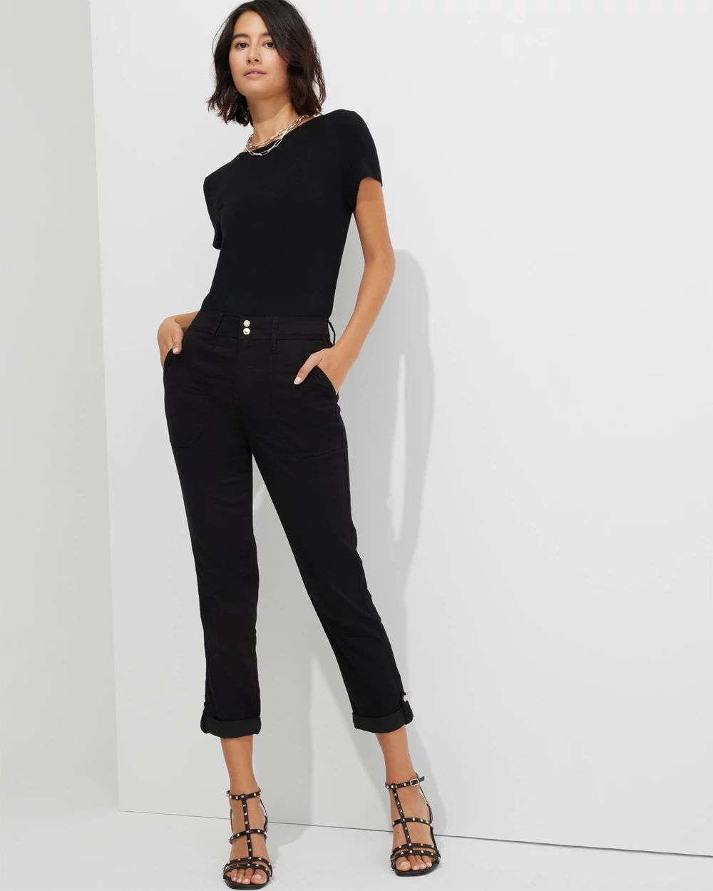 Outlet WHBM Mid-Rise Utility Crop Pants