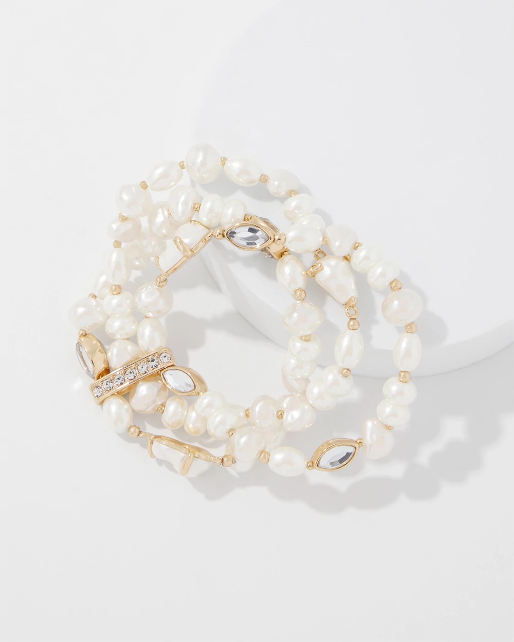 Glass Pearl Stretch Bracelet