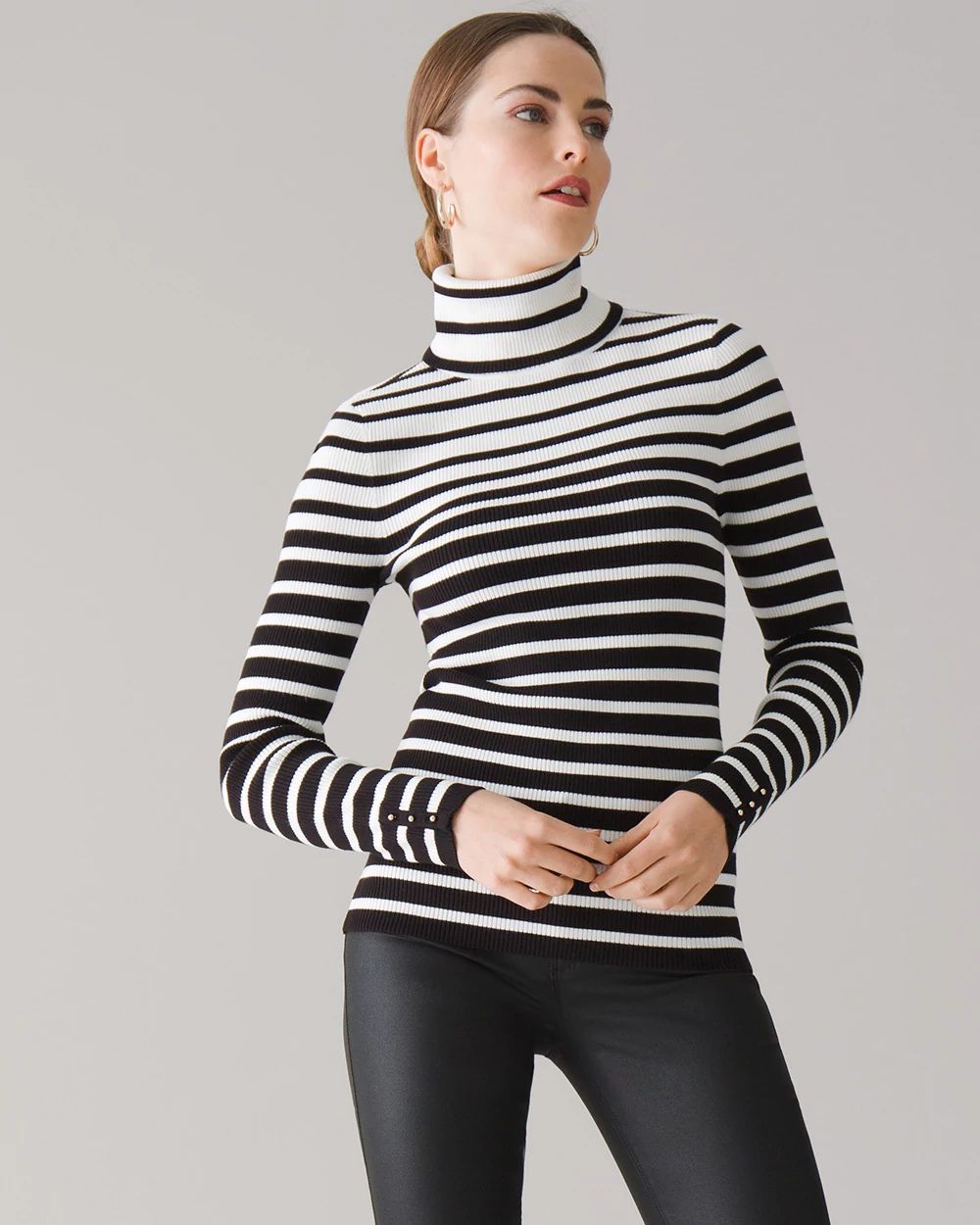 Striped long sleeve turtleneck on sale