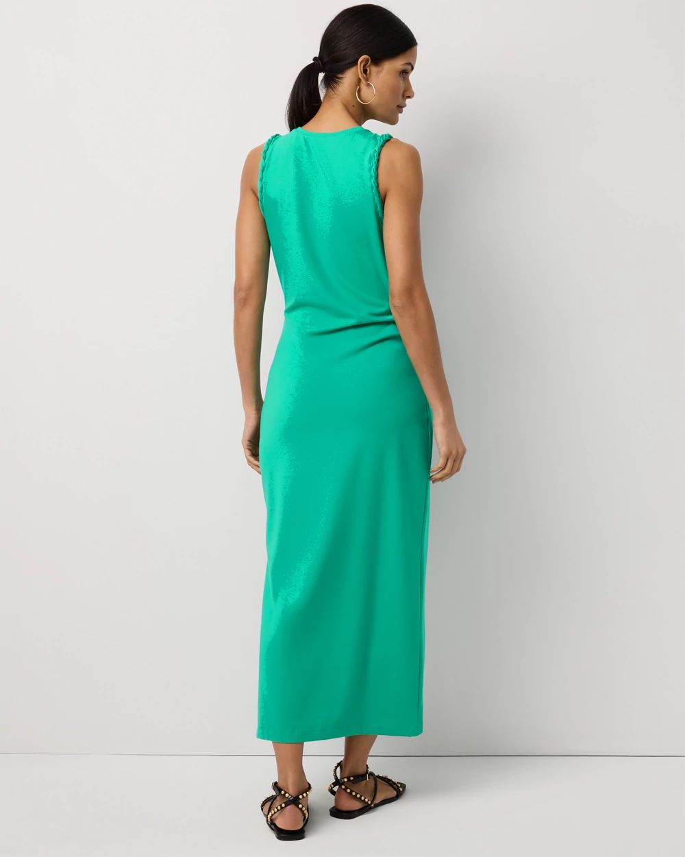 Ruched Sleeveless Midi Dress