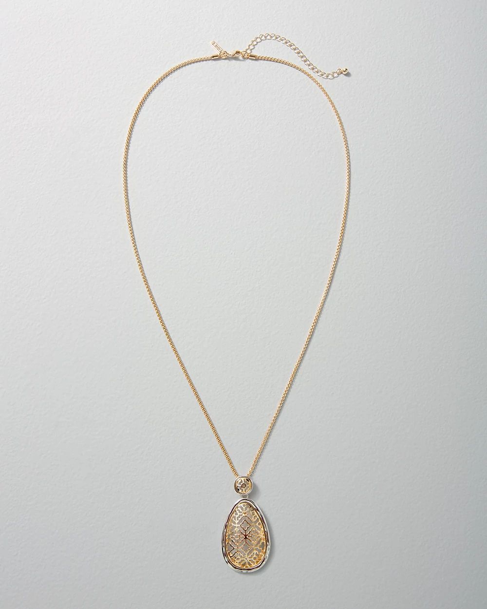 Goldtone + Silvertone  Pendant Necklace click to view larger image.