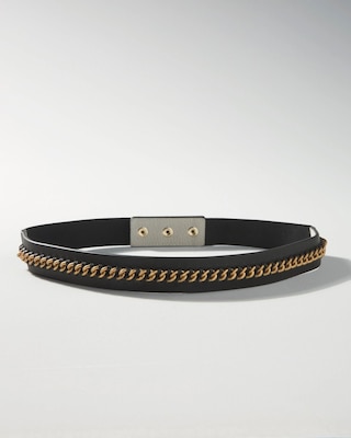 Skinny Stretch Belt with Chain Detail click to view larger image.
