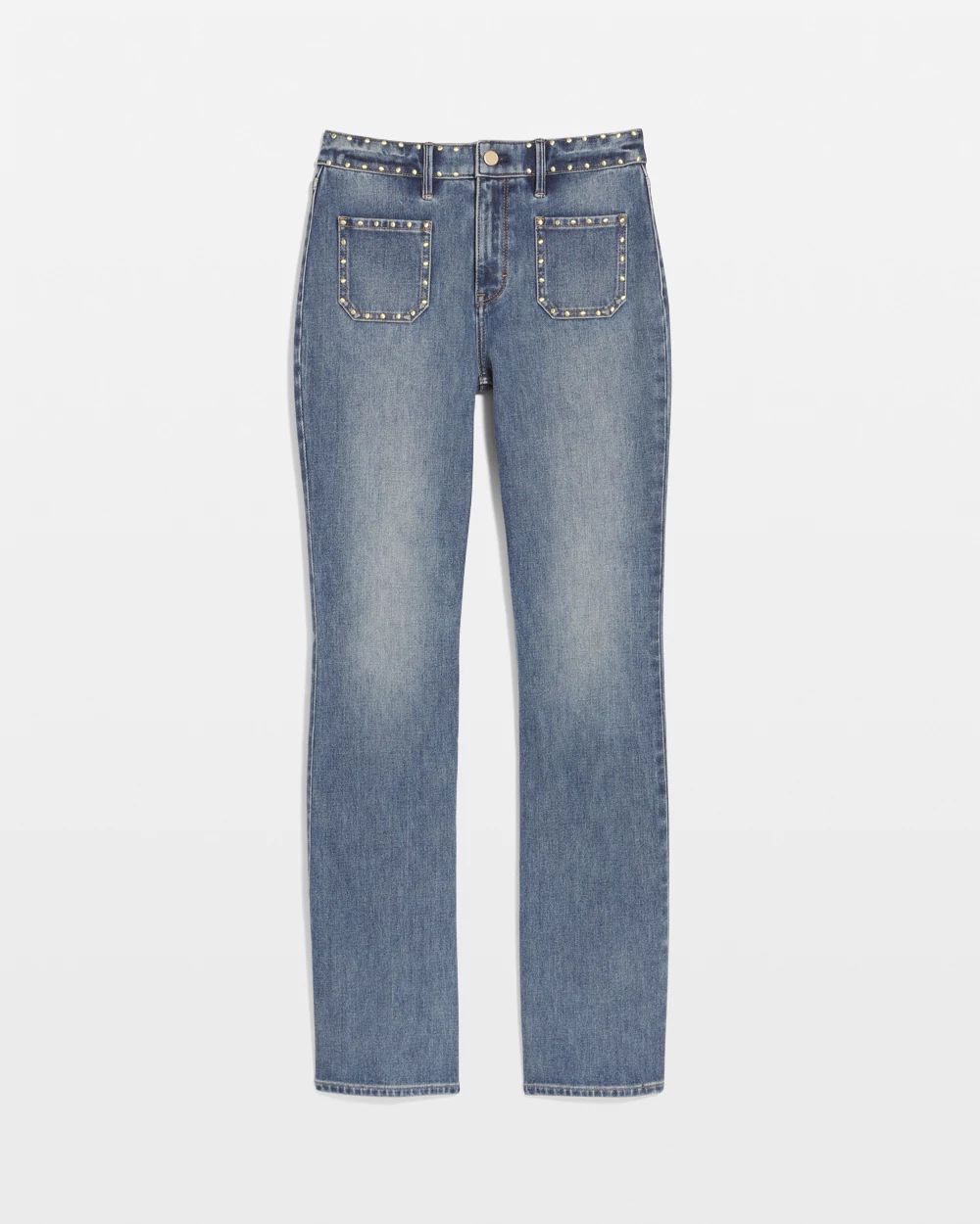 Petite Studded High Rise Bootcut Jean
