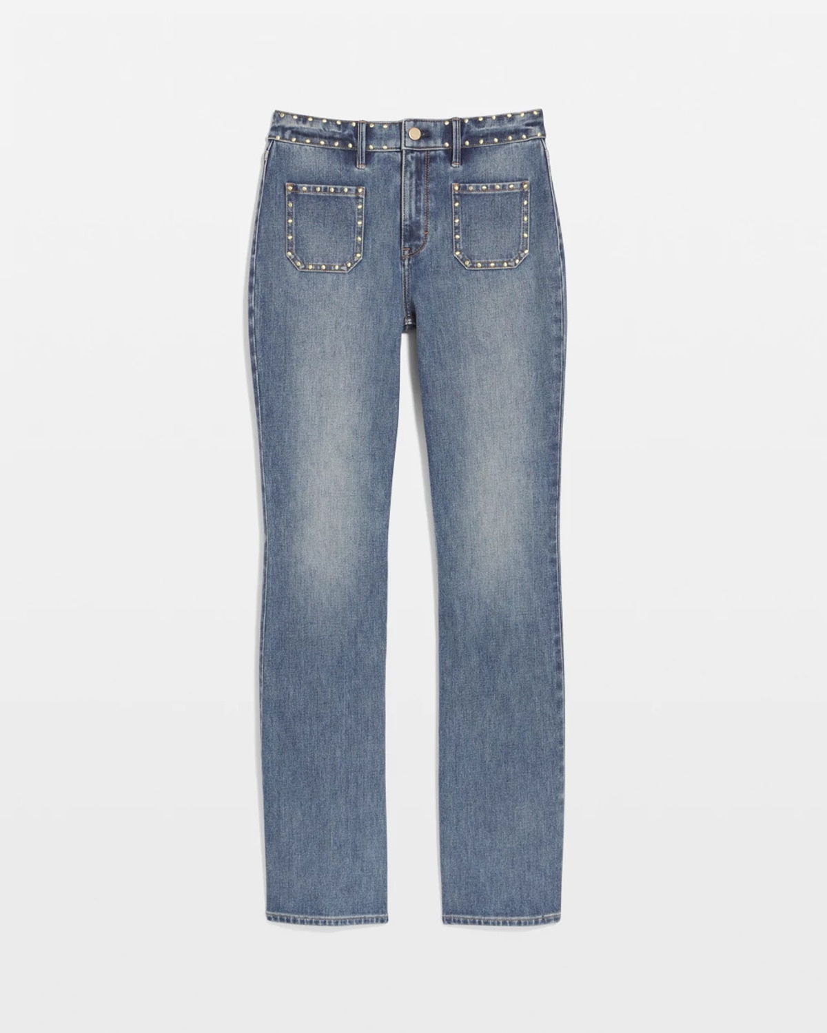 White House Black Market Petite Studded High-rise Bootcut Jeans In Blue