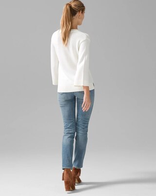 Elbow Sleeve V-Neck Pullover