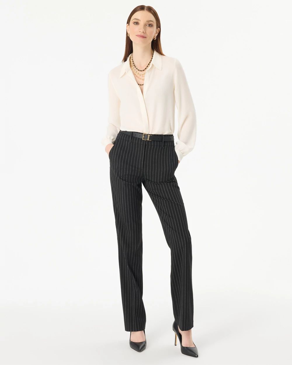 Pinstripe High-Rise Riley Trouser