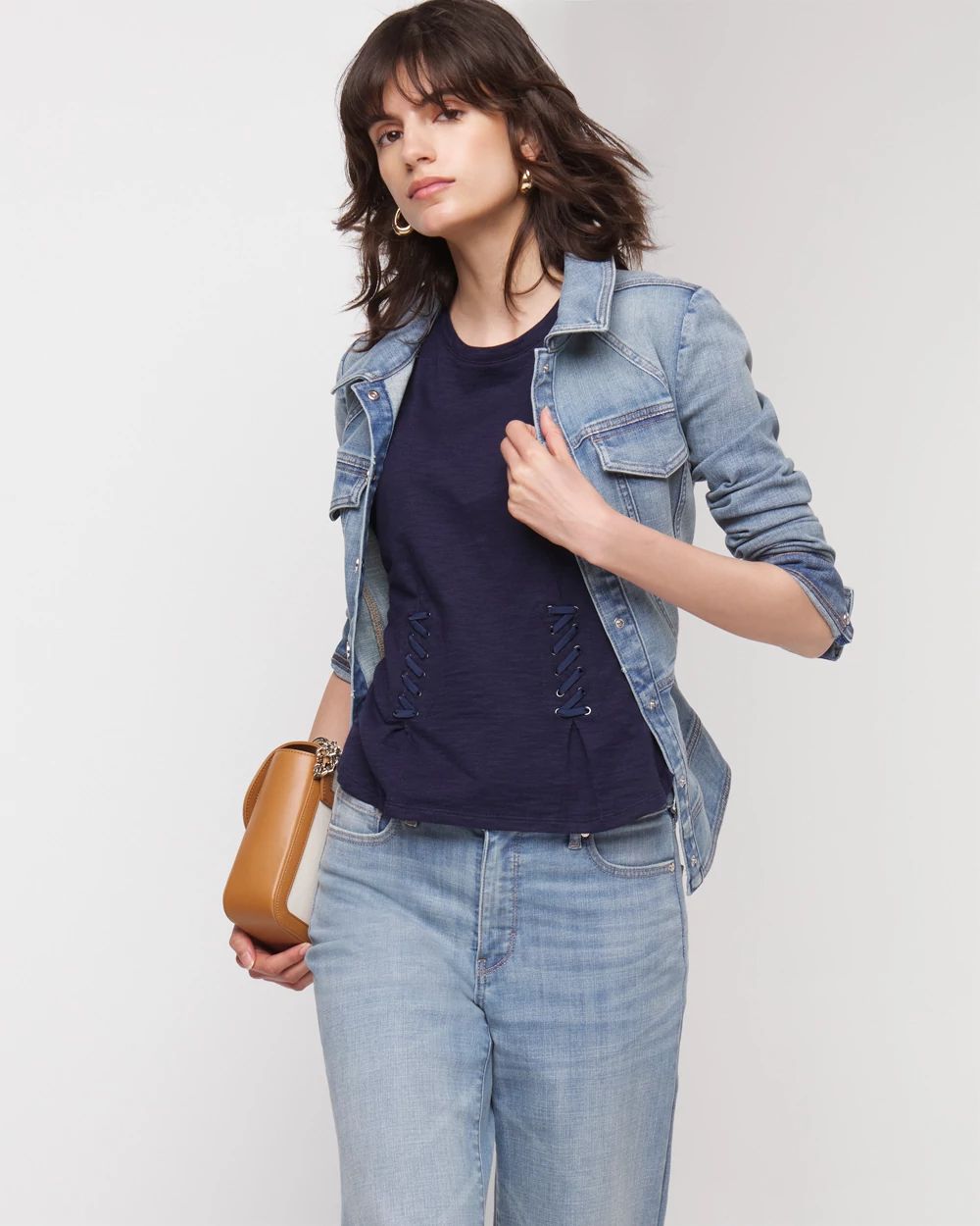 Lace-Up Peplum Tee