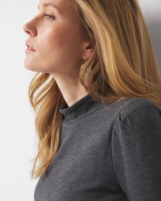 Puff Sleeve Mock Neck Snit click to view larger image.