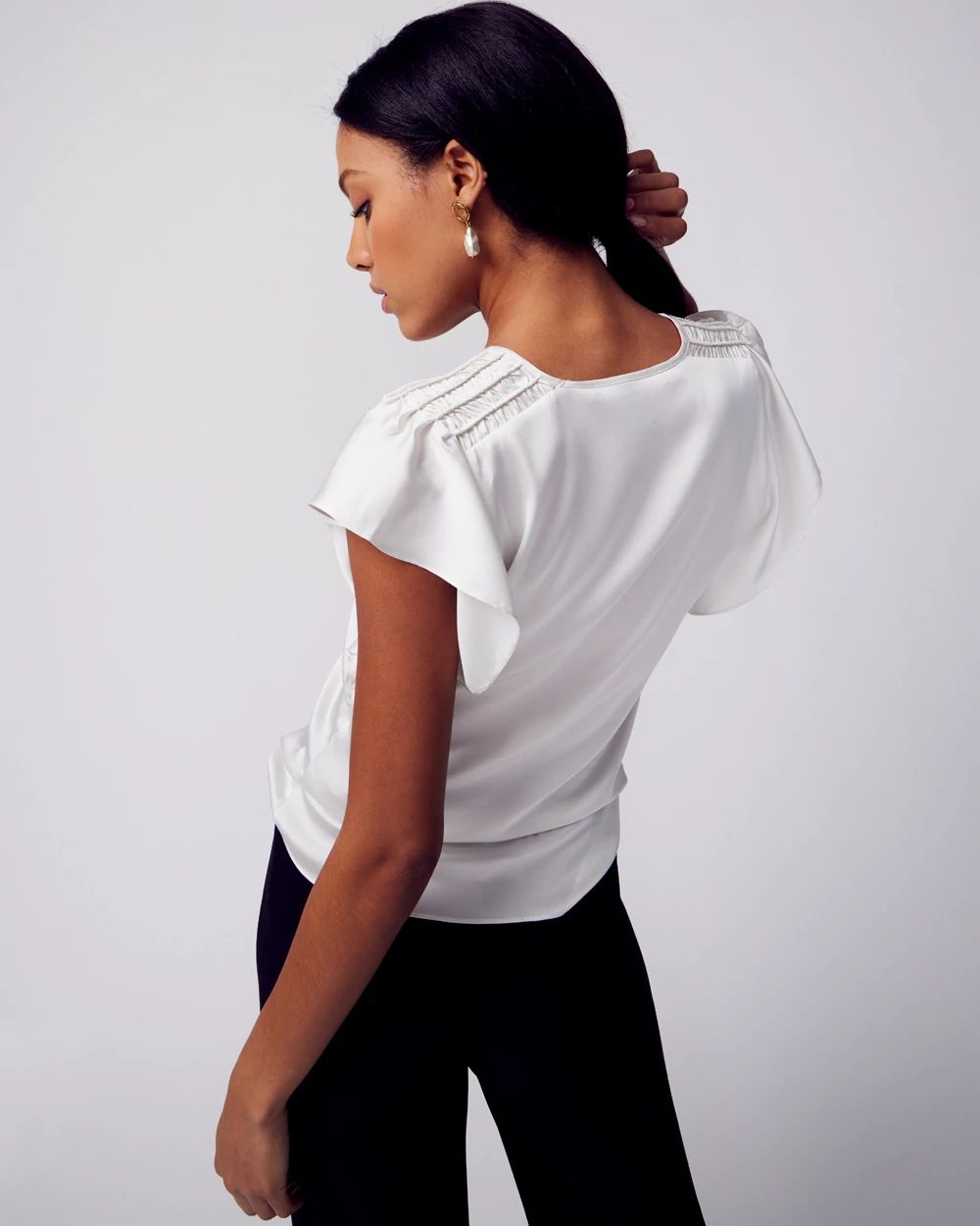 Flutter-Sleeve V-Neck Top